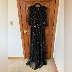 Black and Silver Star Sequin Black Dress
